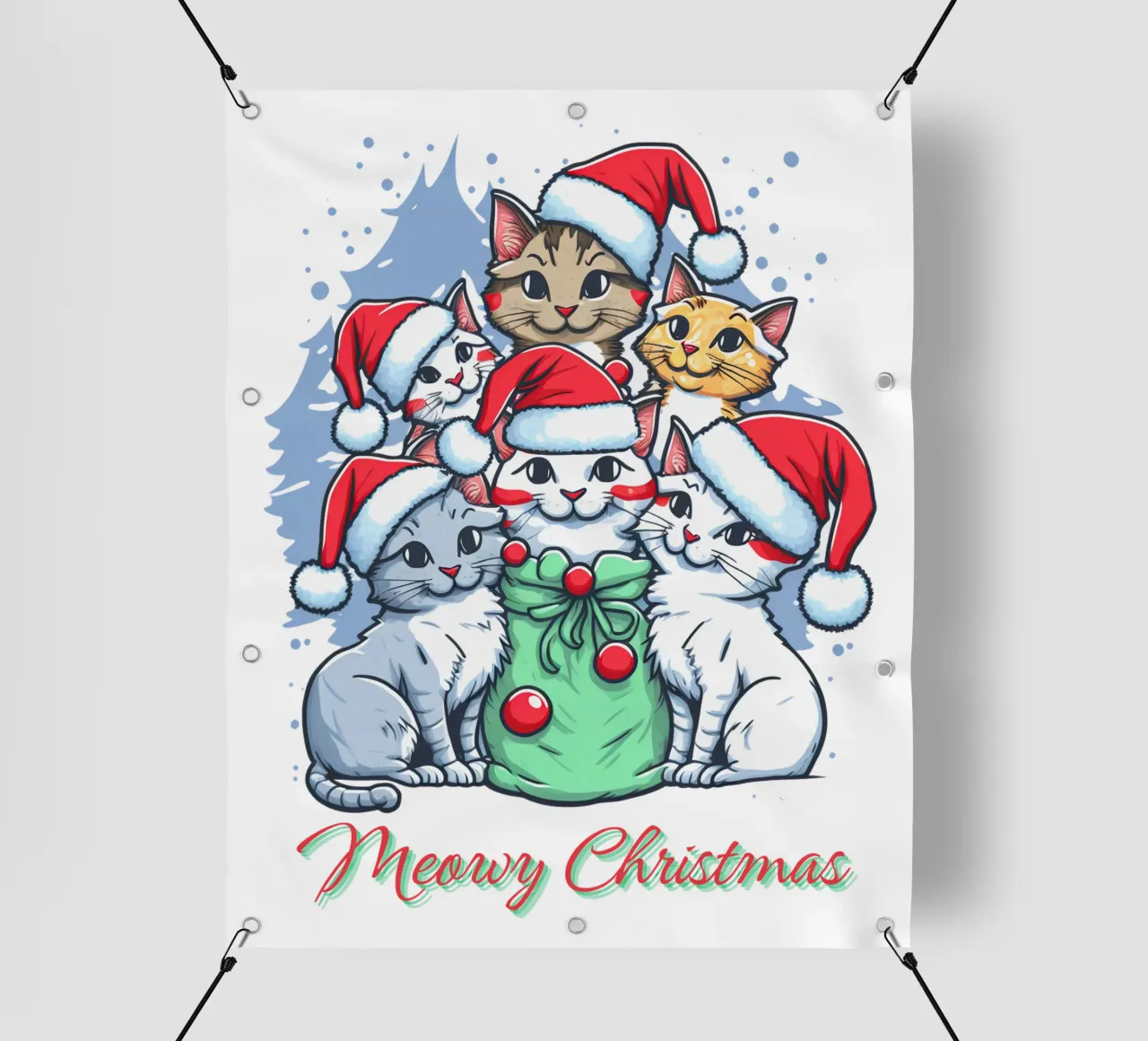 Meowy Gatto divertente di Natale telo in pvc da muhidines