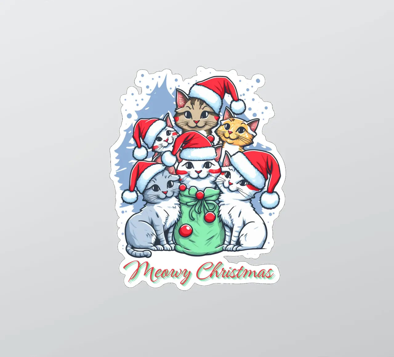 Meowy Funny Cat Navidad pegatina de muhidines