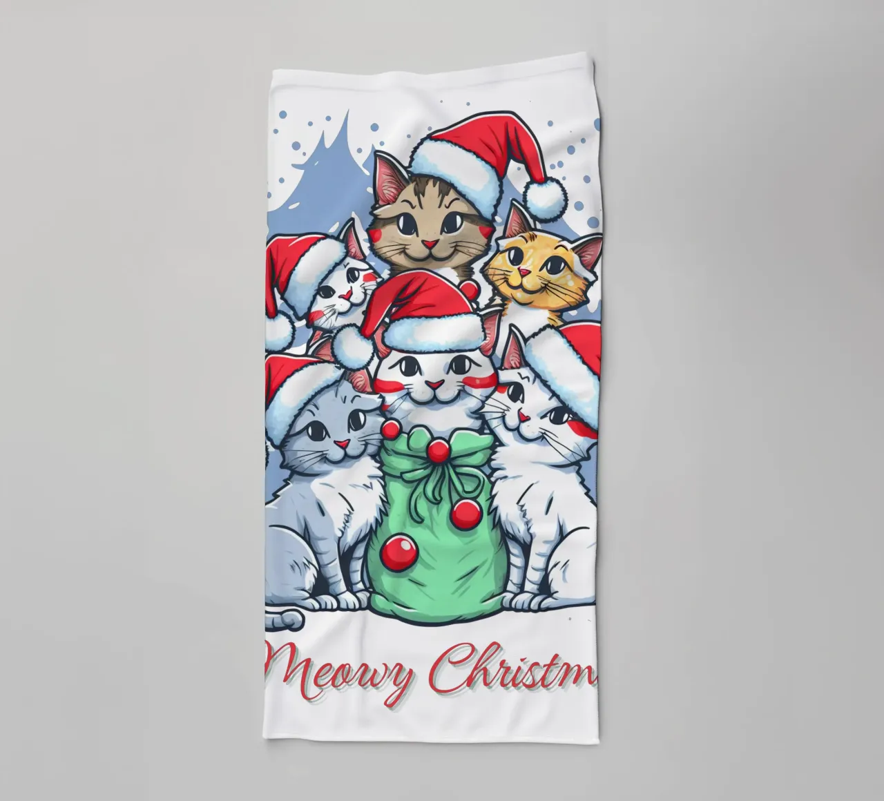 Meowy Funny Cat Navidad toalla de baño de muhidines