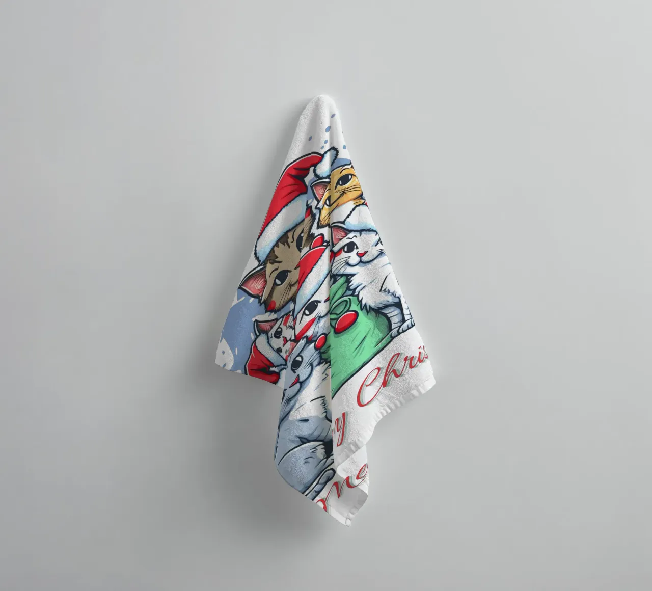Meowy Funny Cat Navidad toalla de baño de muhidines
