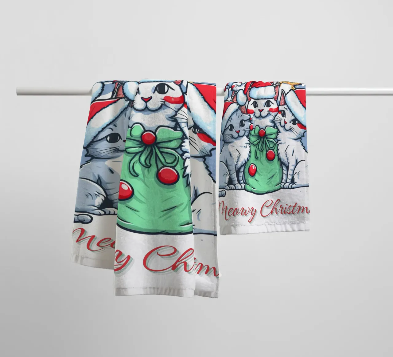 Meowy Funny Cat Navidad toalla de baño de muhidines