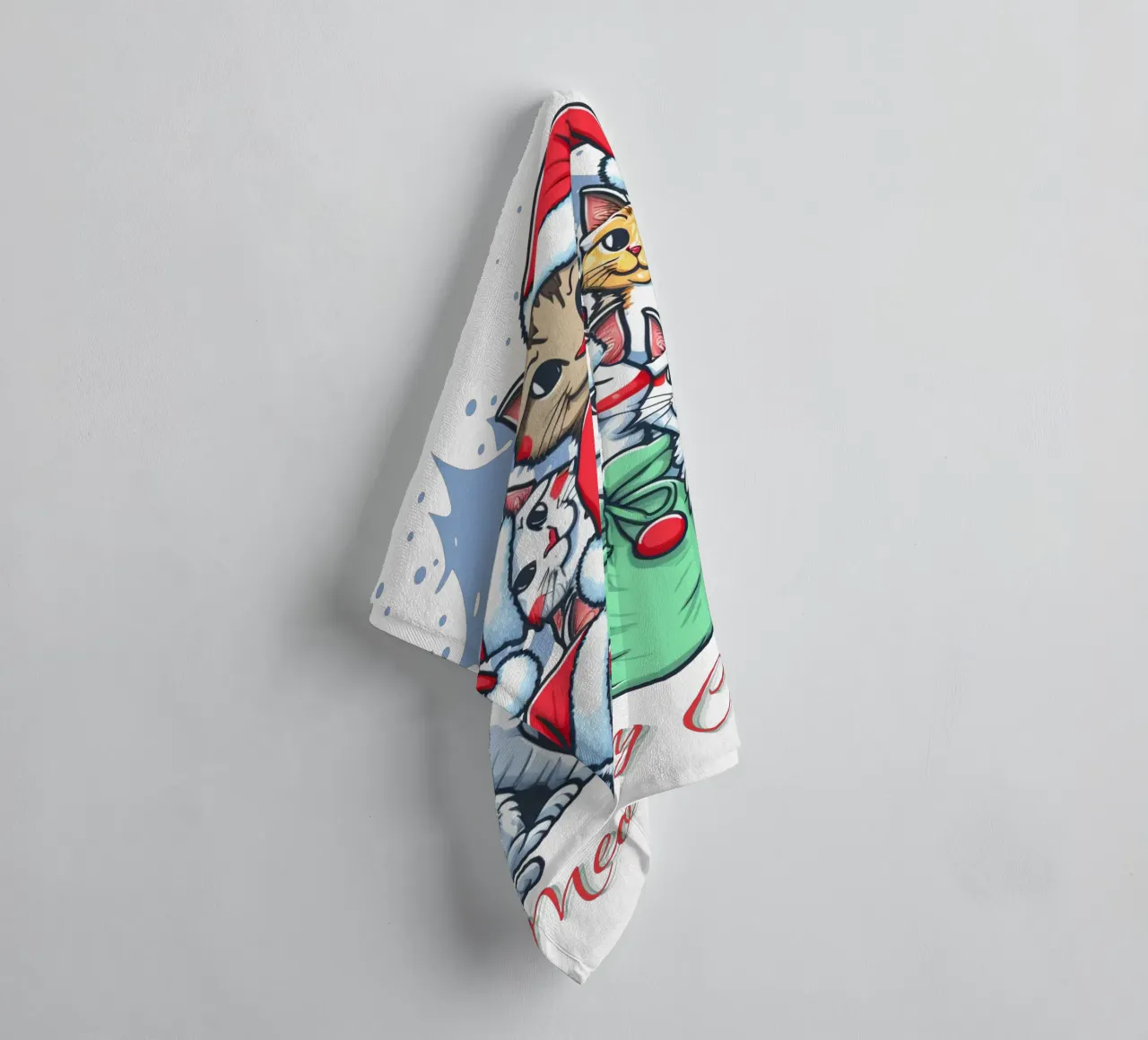 Meowy Funny Cat Navidad toalla de baño de muhidines