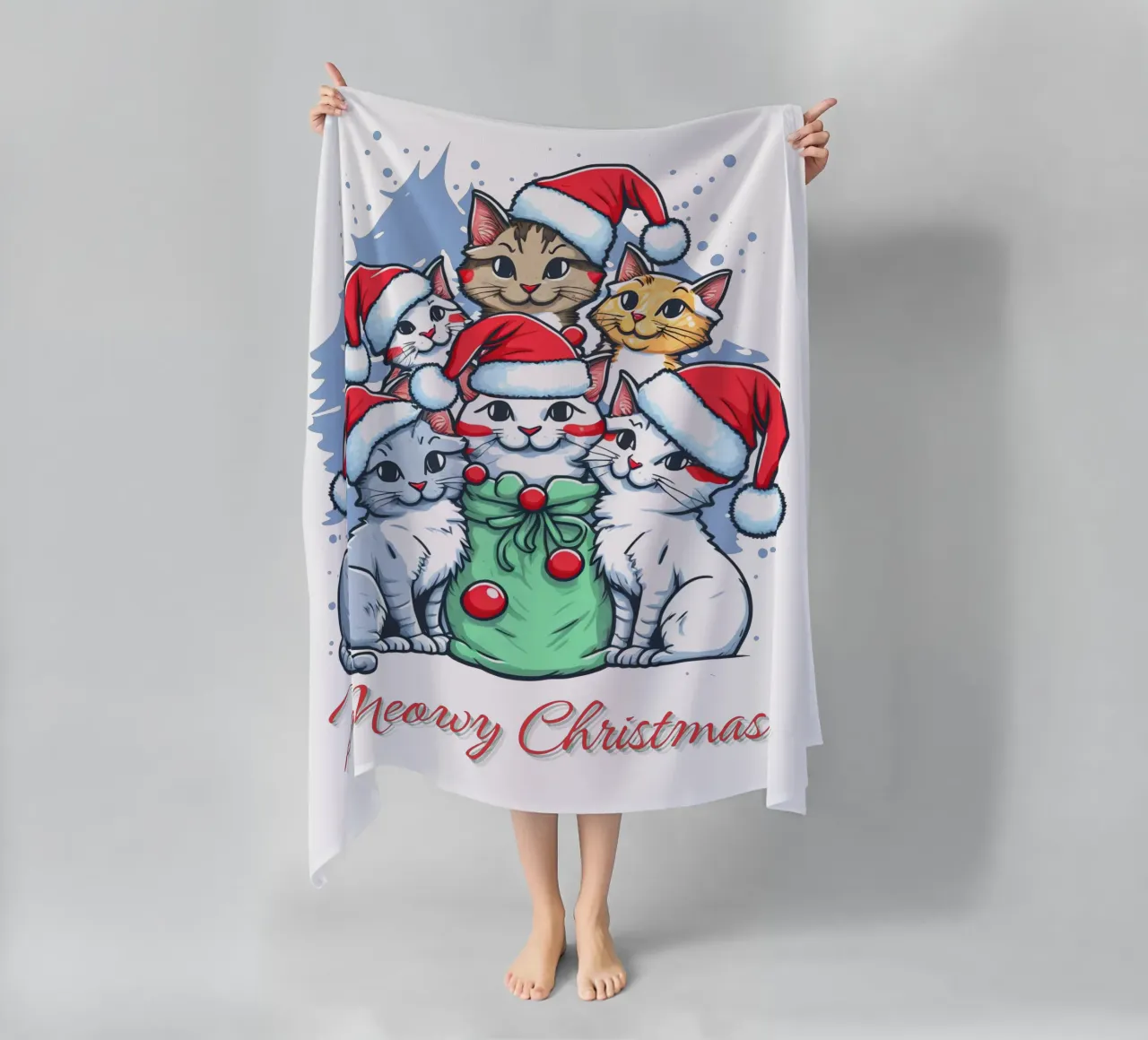 Meowy Funny Cat Navidad toalla de playa de muhidines