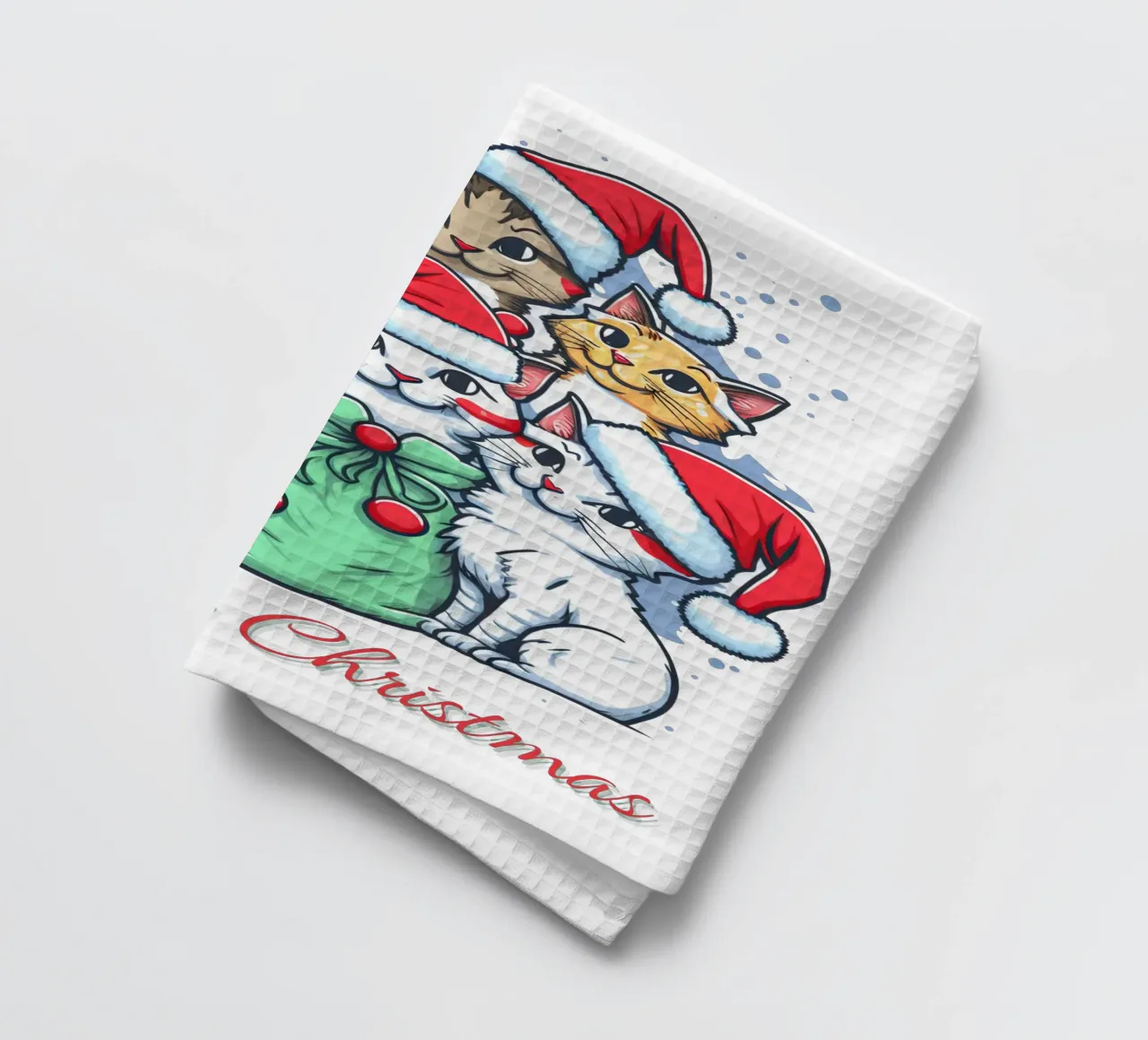 Meowy Funny Cat Navidad paño de cocina de muhidines
