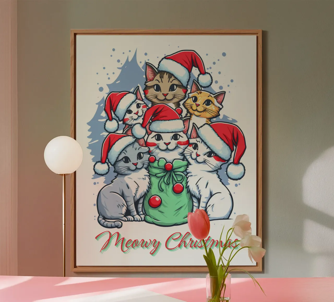 Meowy Funny Cat Navidad aluminio dibond de muhidines