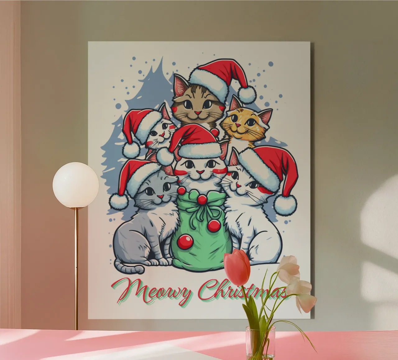 Meowy Funny Cat Navidad aluminio dibond de muhidines