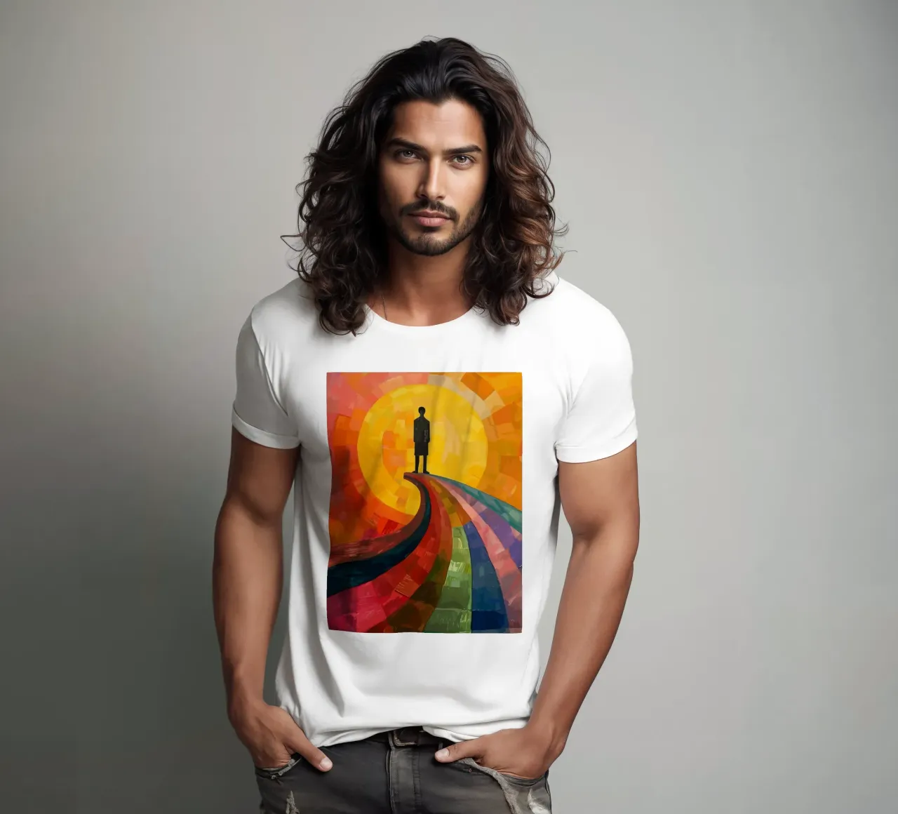 a man under the moon t-shirt da Dumery Art