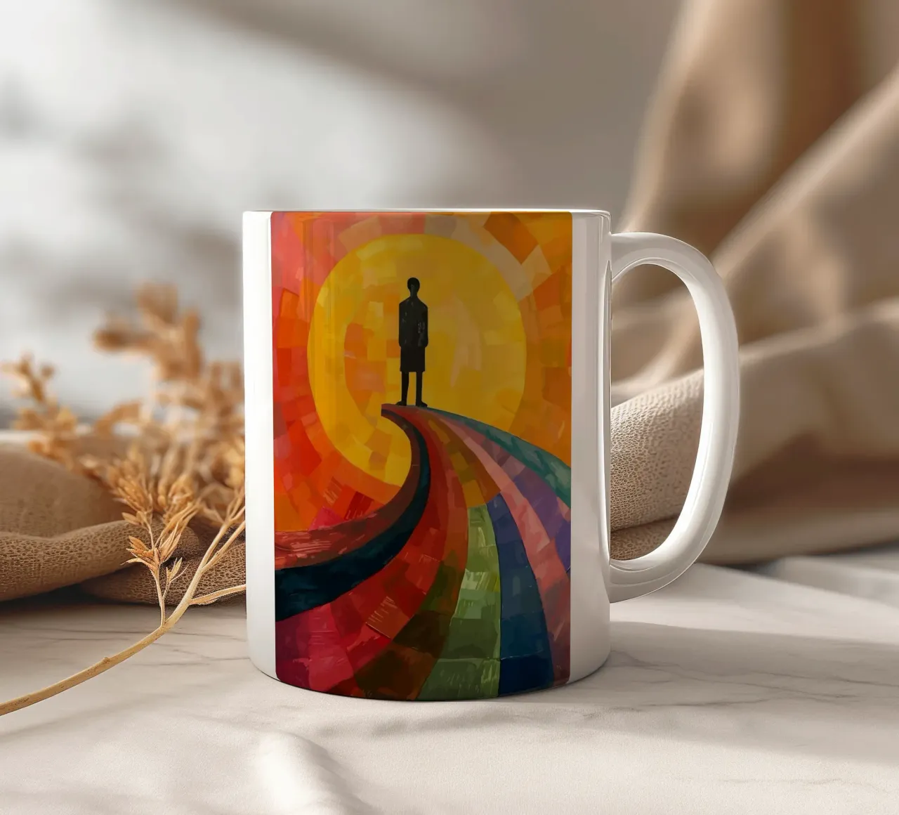 a man under the moon tazza in ceramica da Dumery Art