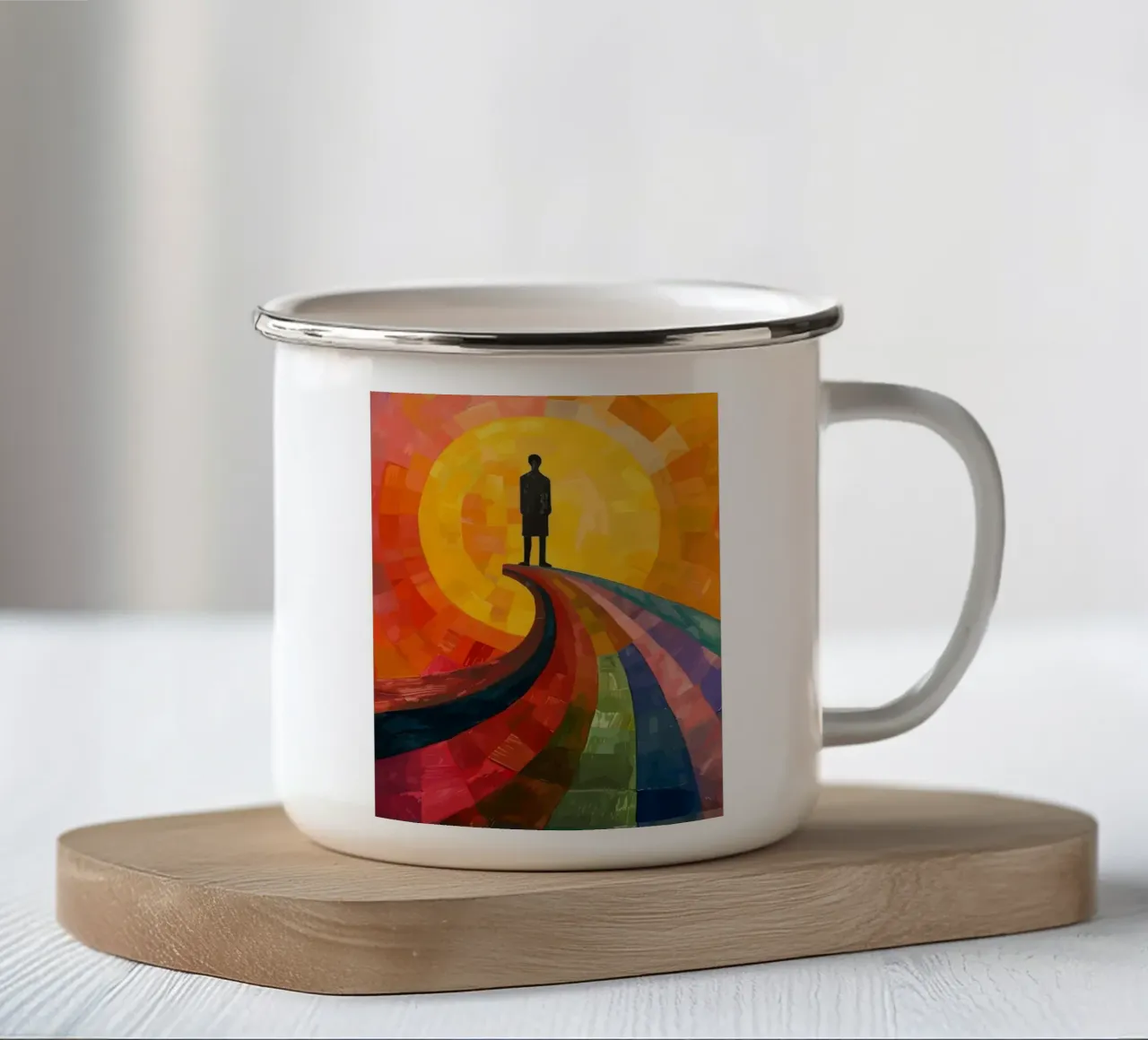 a man under the moon tazza in smalto da Dumery Art