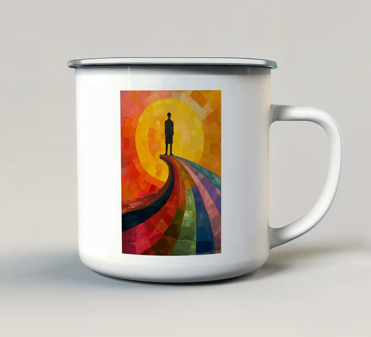 a man under the moon tazza in smalto da Dumery Art