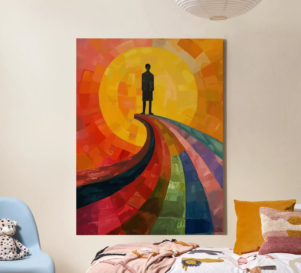 a man under the moon toile avec Caisse américaine de Dumery Art