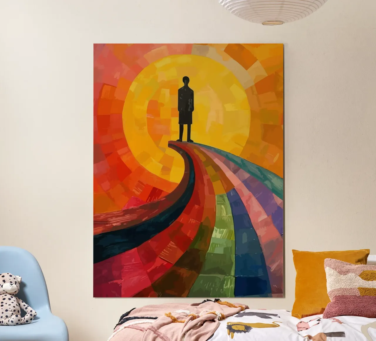 a man under the moon poster con telaio in plastica da Dumery Art