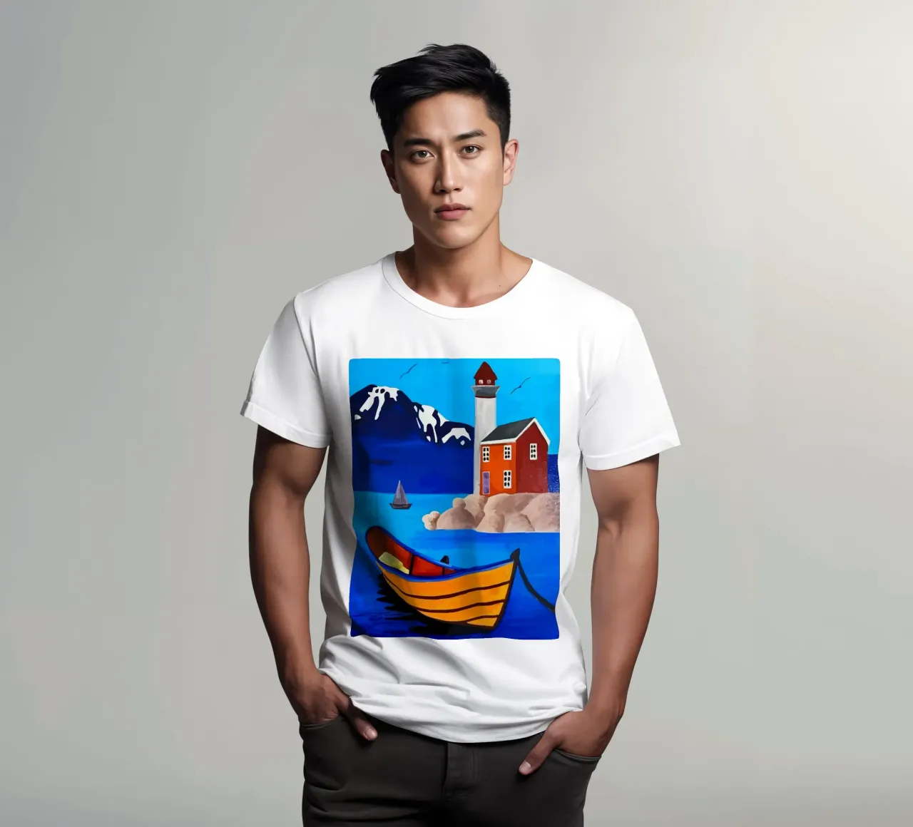 boat moored t-shirt da Dumery Art