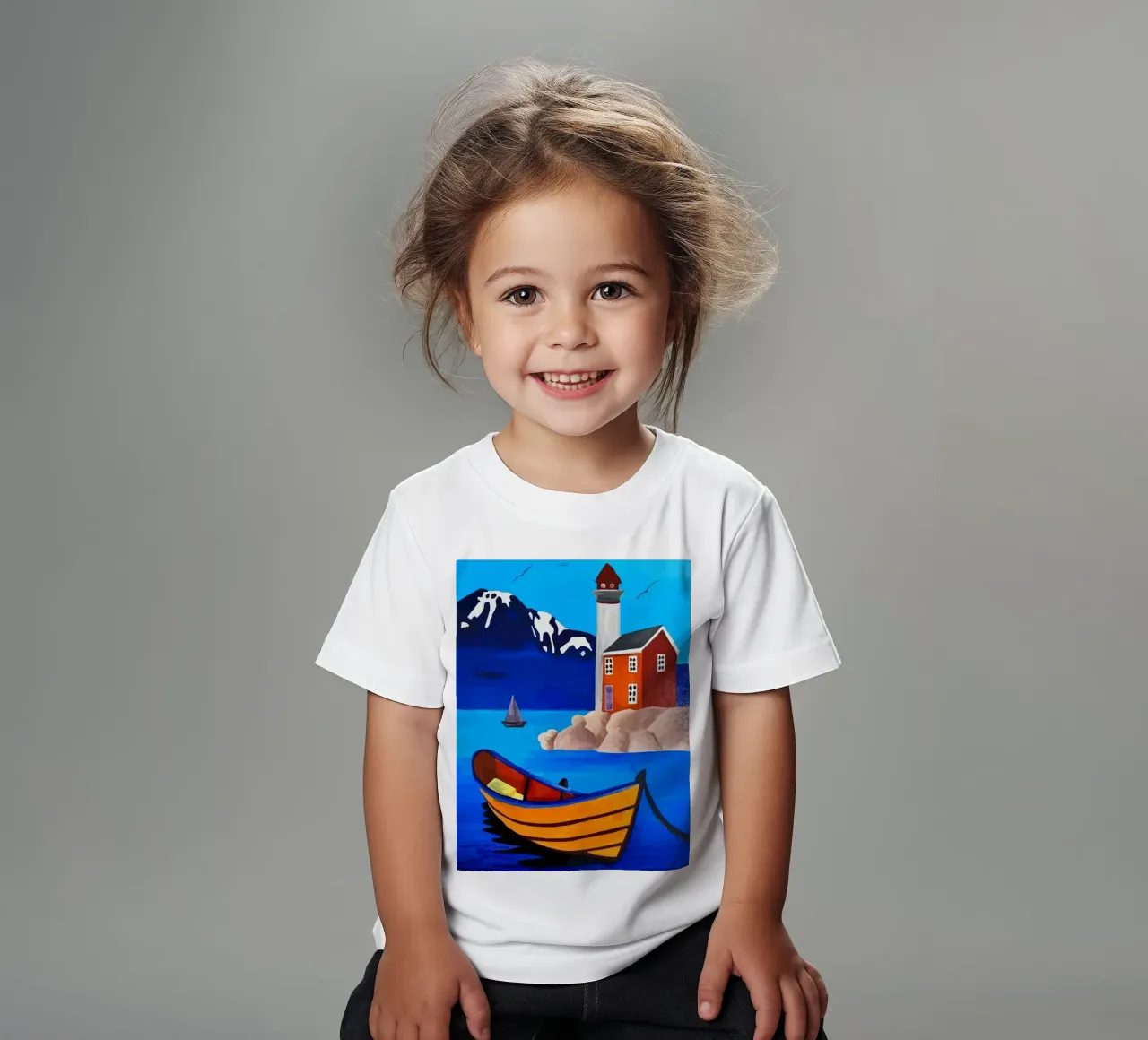 boat moored t-shirt bambini da Dumery Art