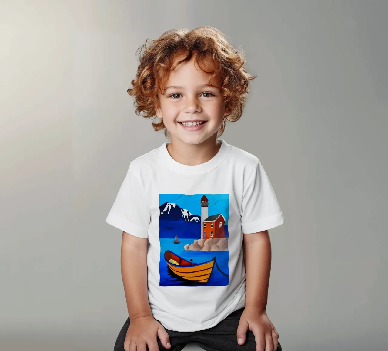 boat moored t-shirt bambini da Dumery Art