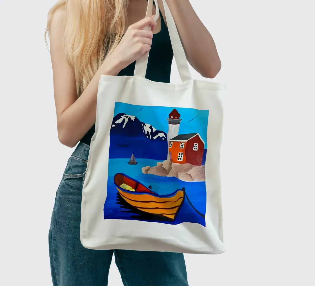 boat moored borsa in juta da Dumery Art