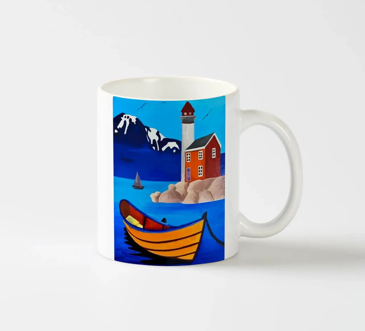 boat moored tazza in ceramica da Dumery Art