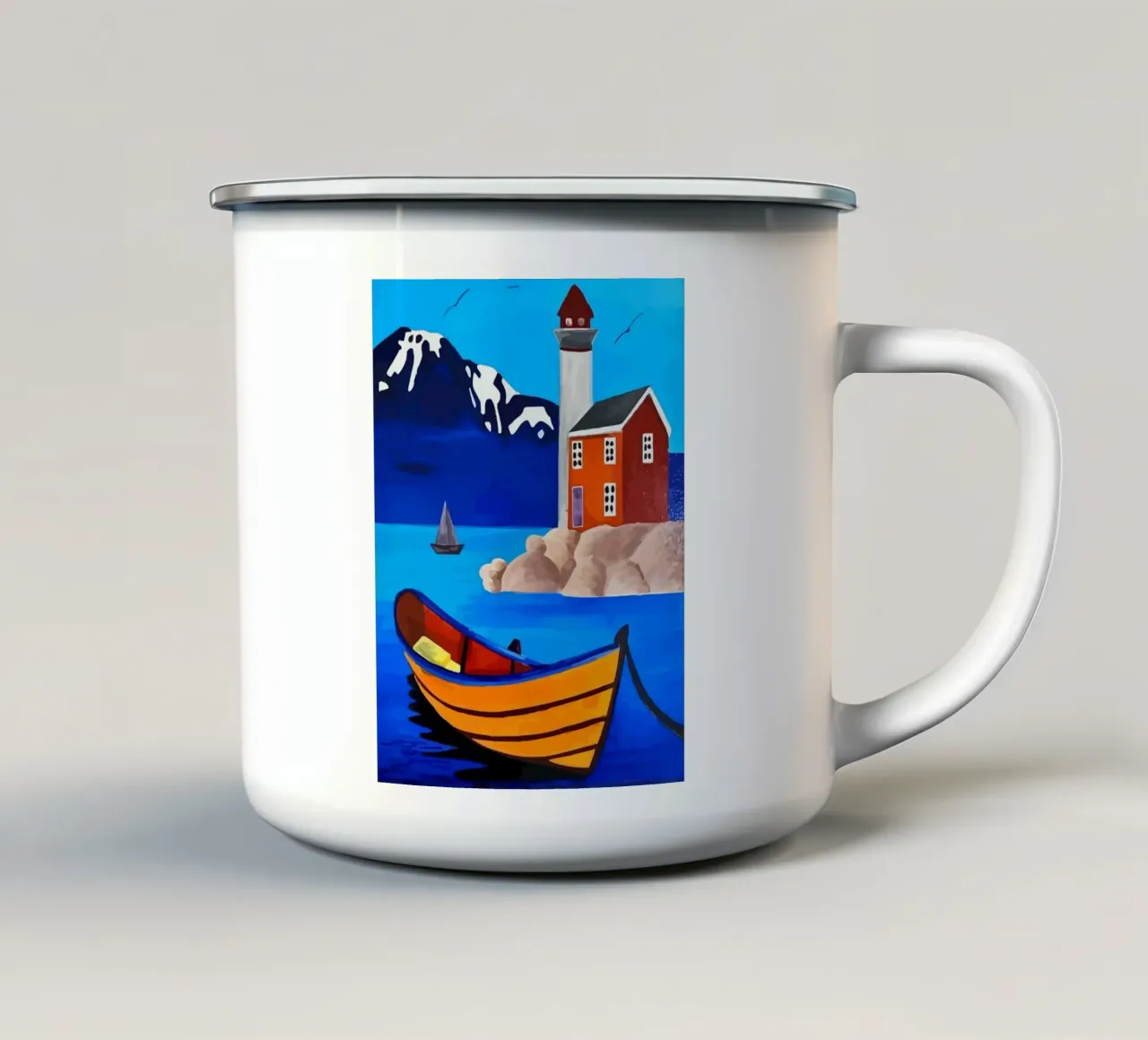 boat moored tazza in smalto da Dumery Art