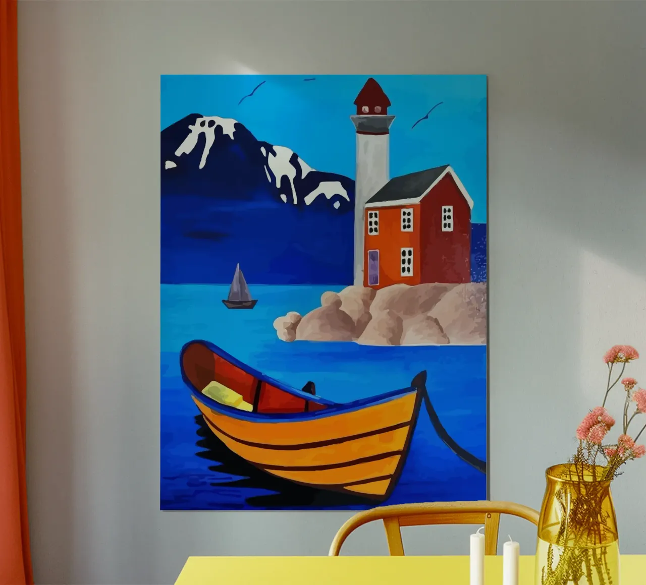 boat moored poster con telaio in legno da Dumery Art