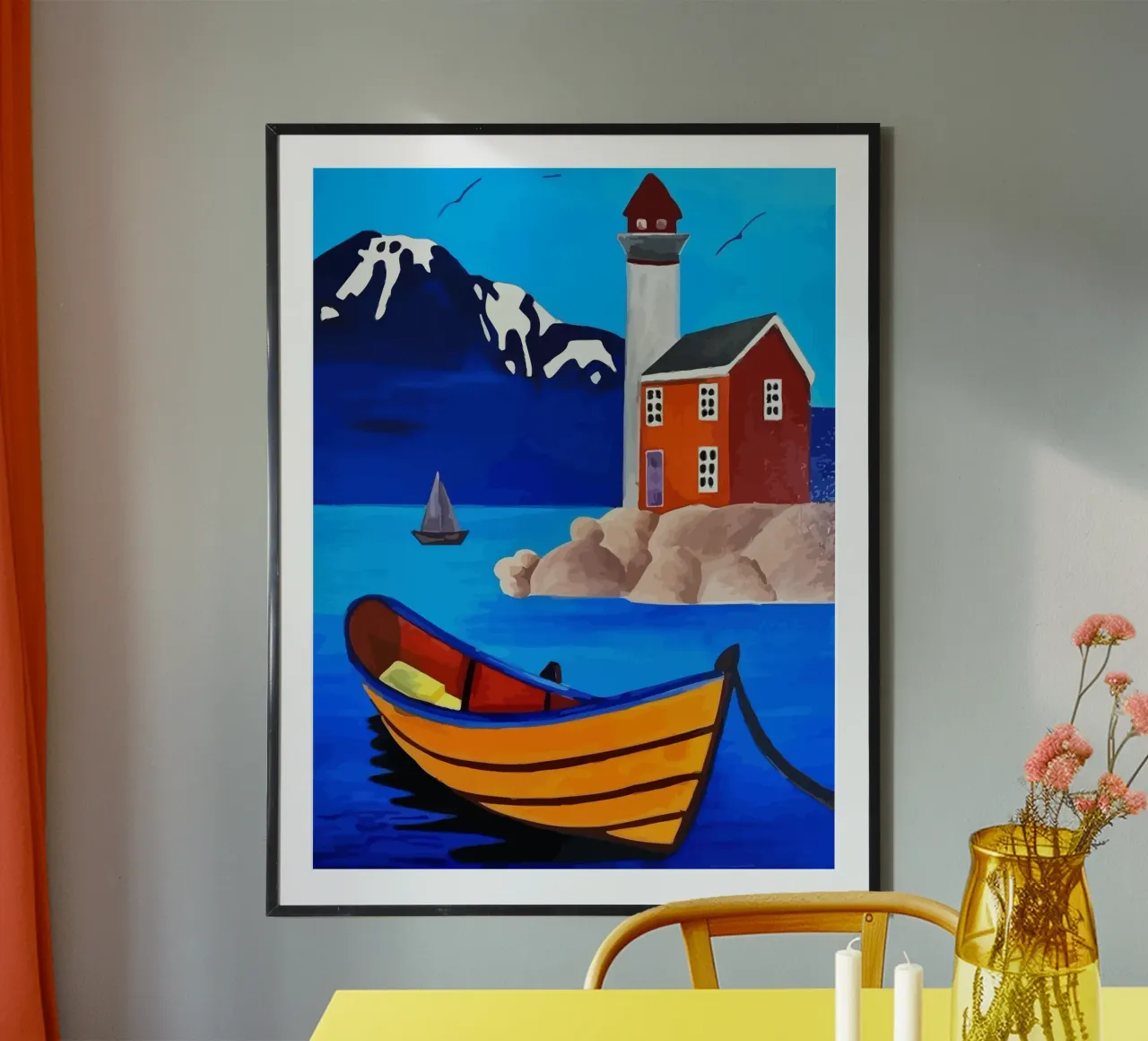 boat moored poster con telaio in legno da Dumery Art