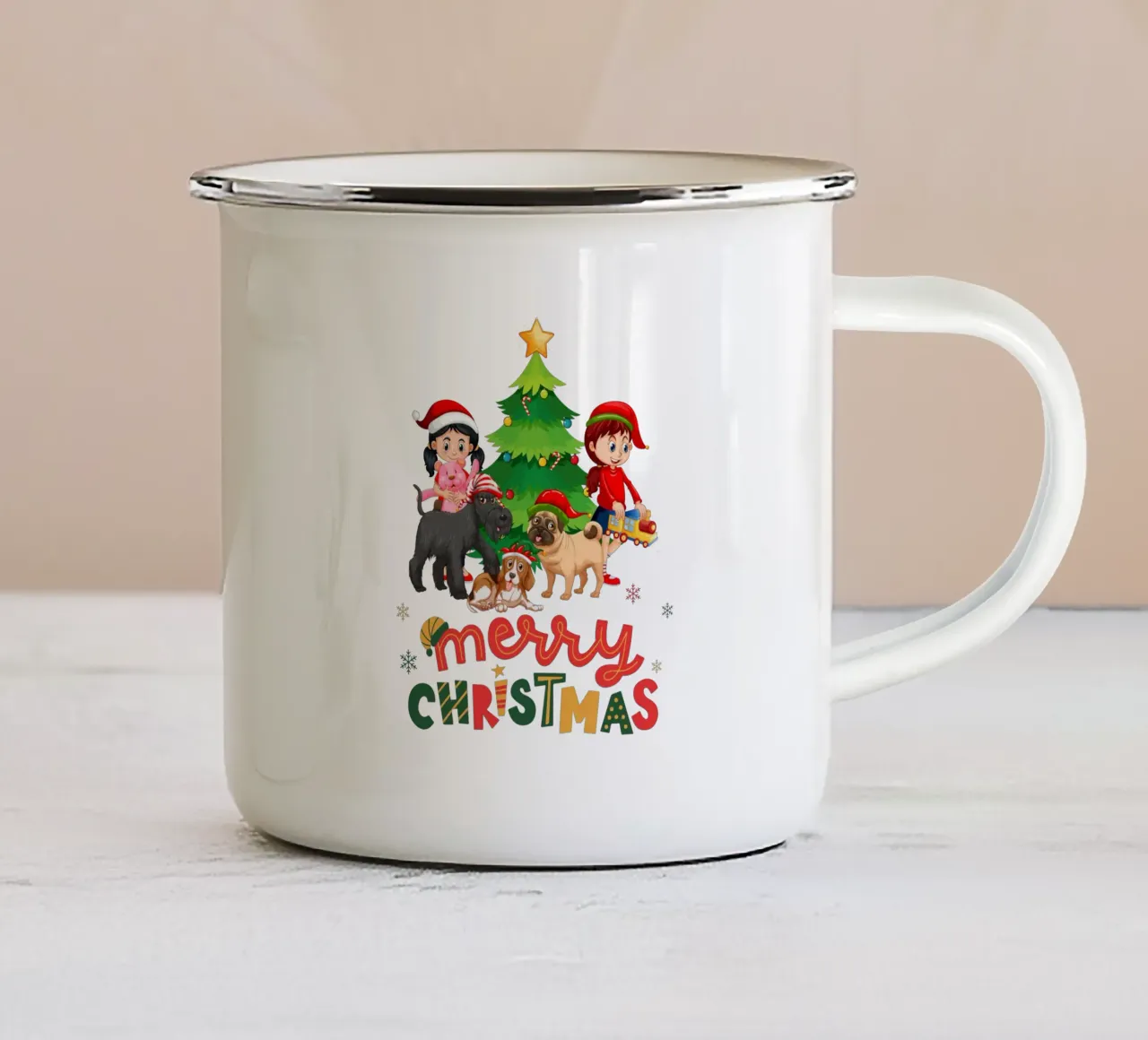 Buon Natale famiglia divertente tazza in smalto da muhidines
