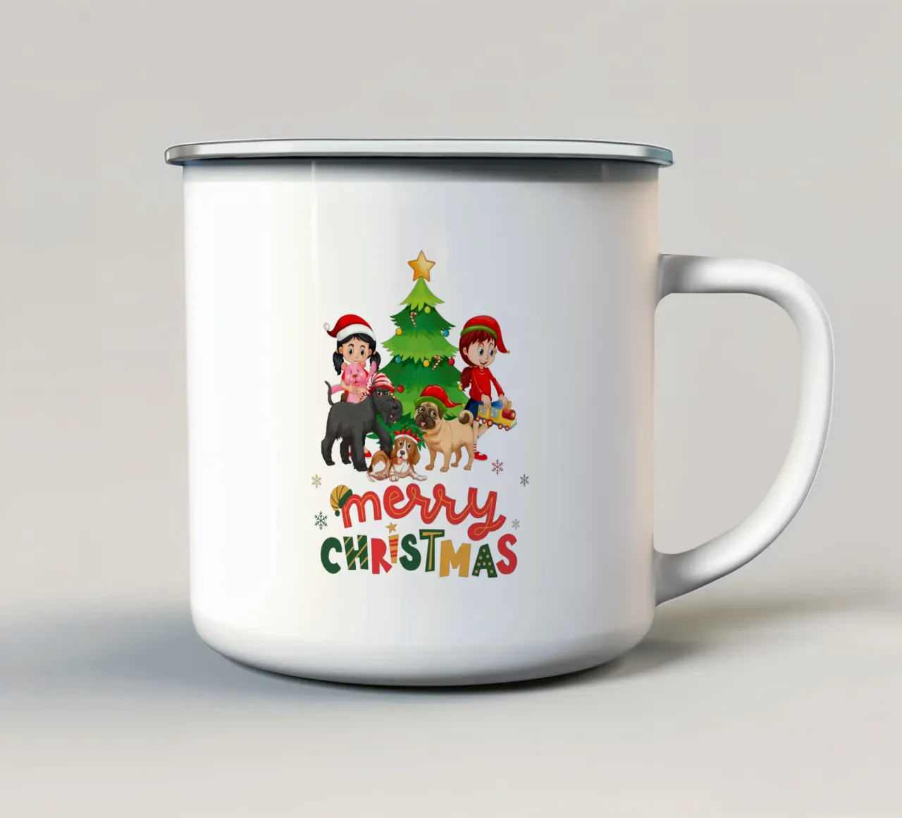Buon Natale famiglia divertente tazza in smalto da muhidines