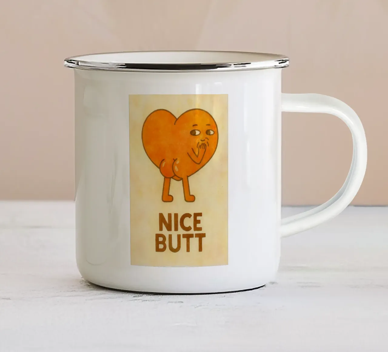 mooie kont tekening emaille mok van muhidines