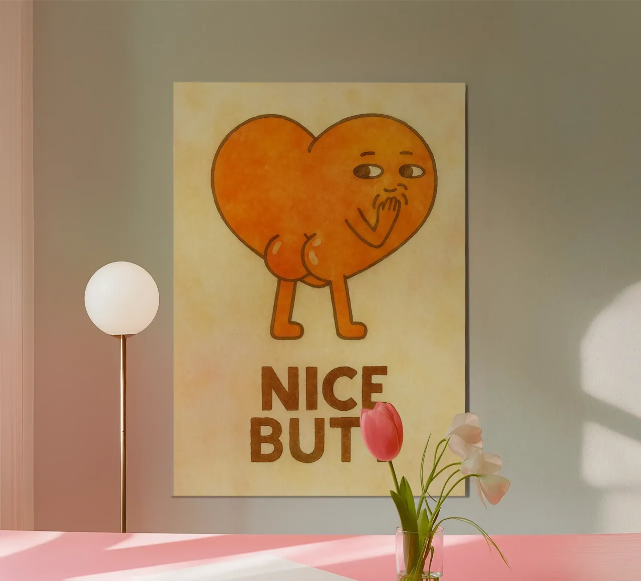 mooie kont tekening poster met aluminium frame van muhidines