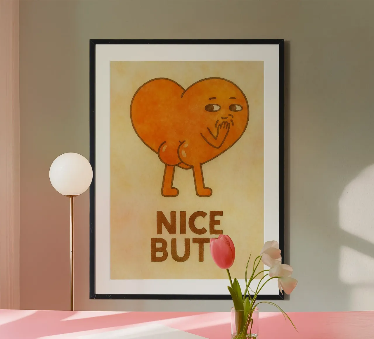 mooie kont tekening poster met aluminium frame van muhidines