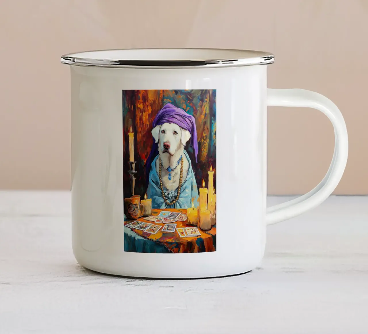 Cane Cartomante Pittura tazza in smalto da Fleur de Lys