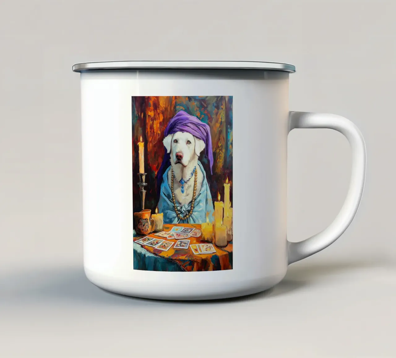 Cane Cartomante Pittura tazza in smalto da Fleur de Lys