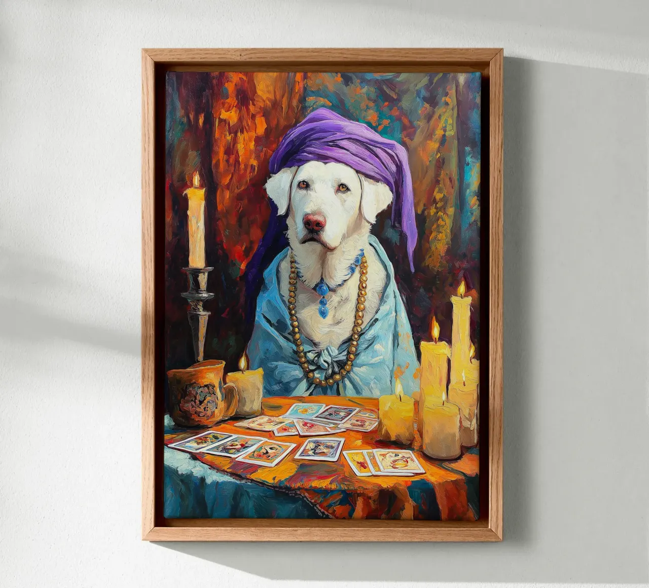 Cane Cartomante Pittura tela con Cornice a cassetta da Fleur de Lys