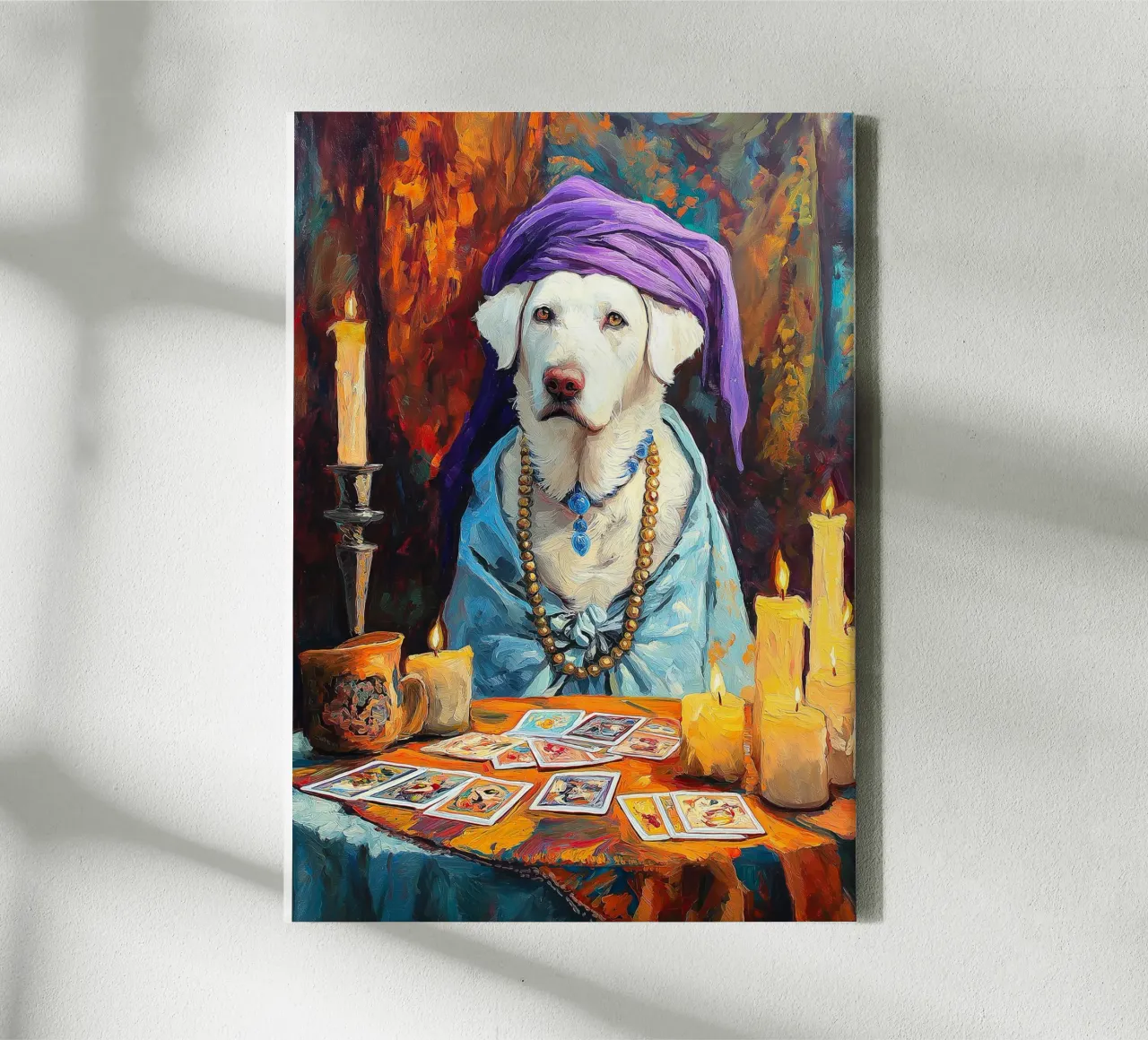 Cane Cartomante Pittura tela con Cornice a cassetta da Fleur de Lys
