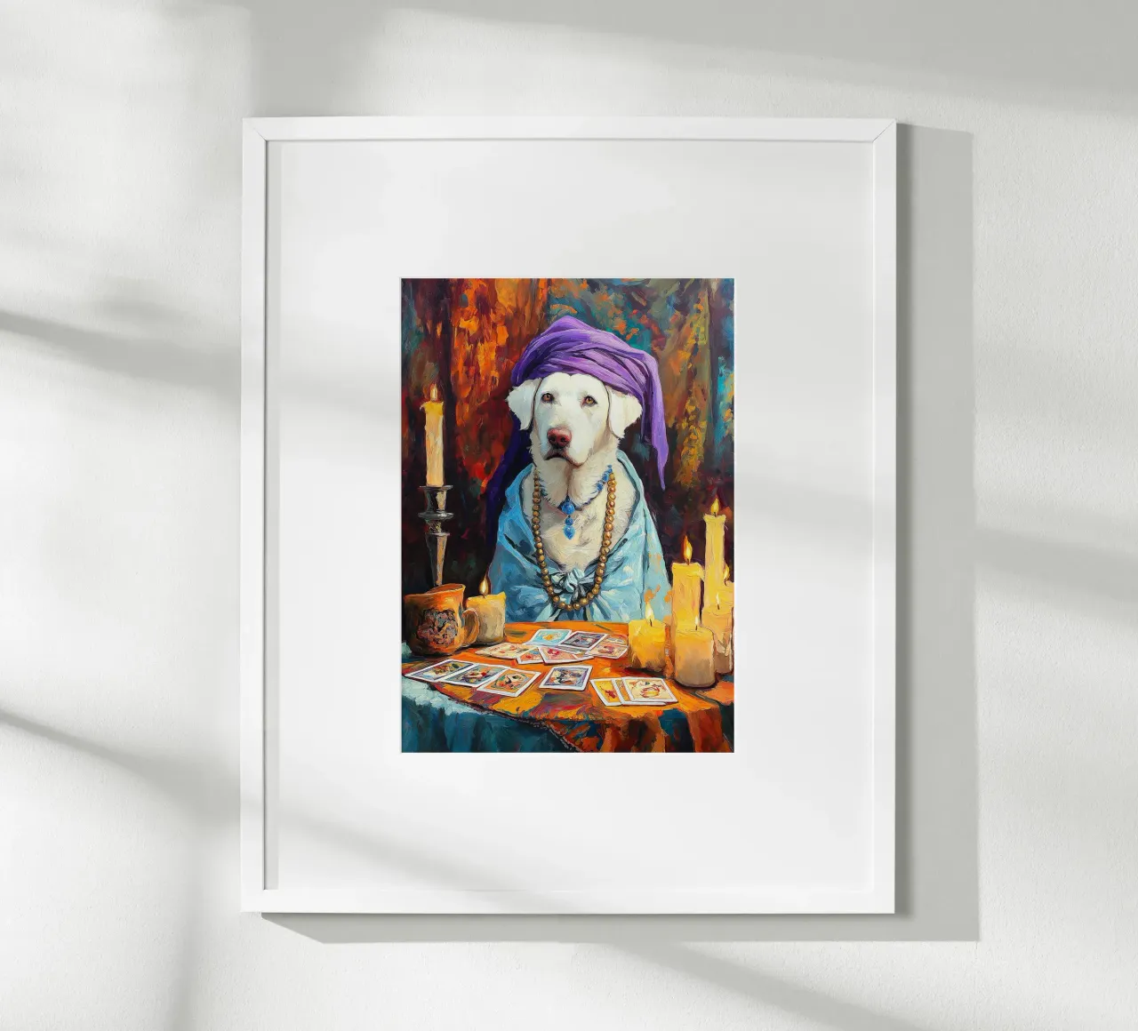 Pintura de perro adivino poster con marco de madera de Fleur de Lys