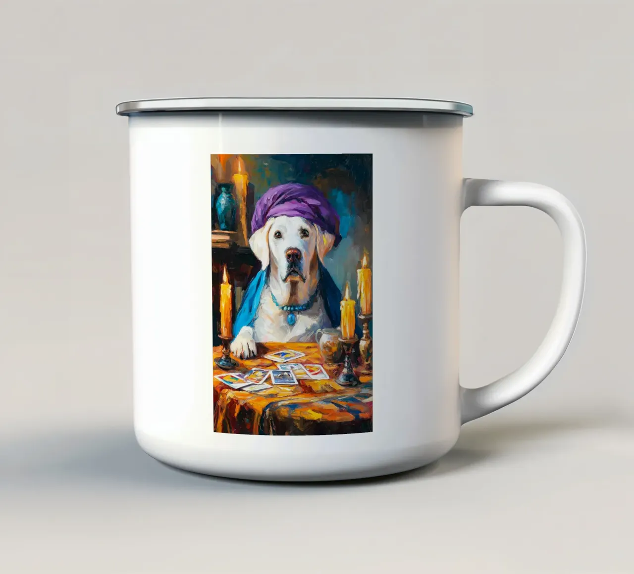 Cane Cartomante Pittura tazza in smalto da Fleur de Lys