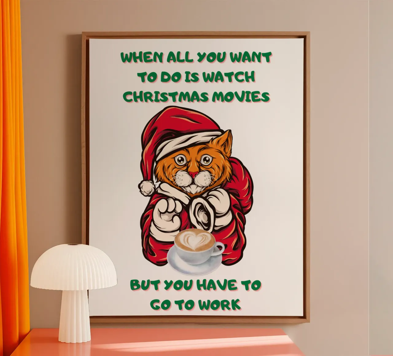 kerstfilm met kerstman canvas met Baklijst van muhidines