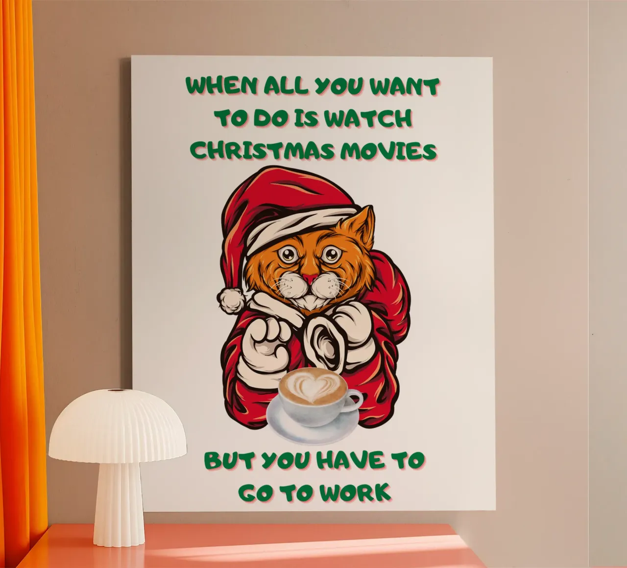 kerstfilm met kerstman canvas met Baklijst van muhidines