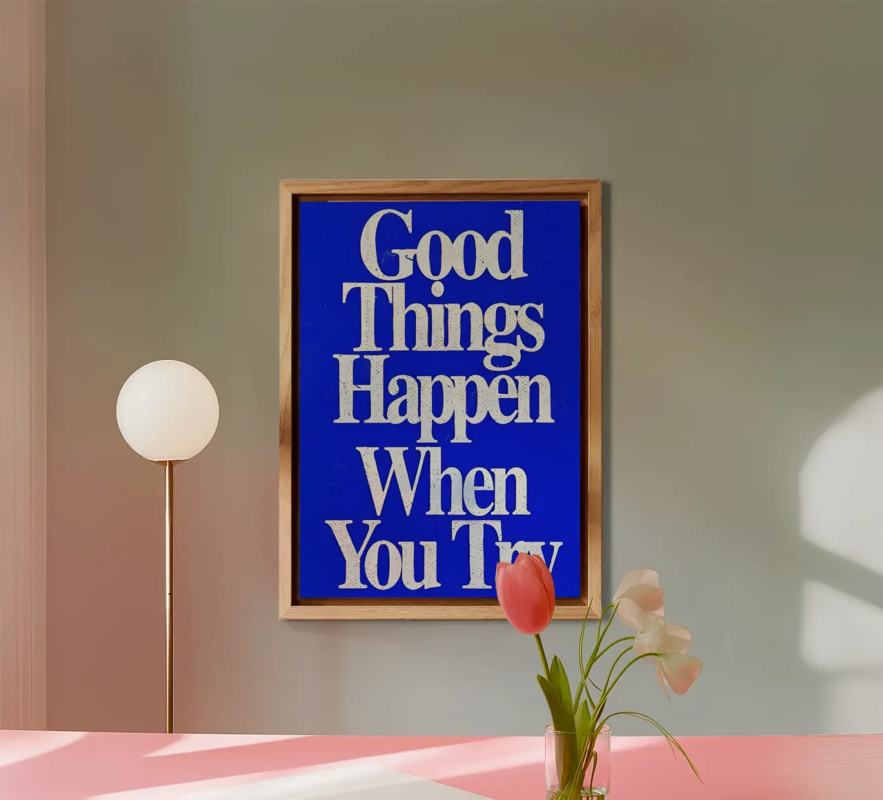 'Good Things Happen When You Try alluminio dibond da Type & Tape