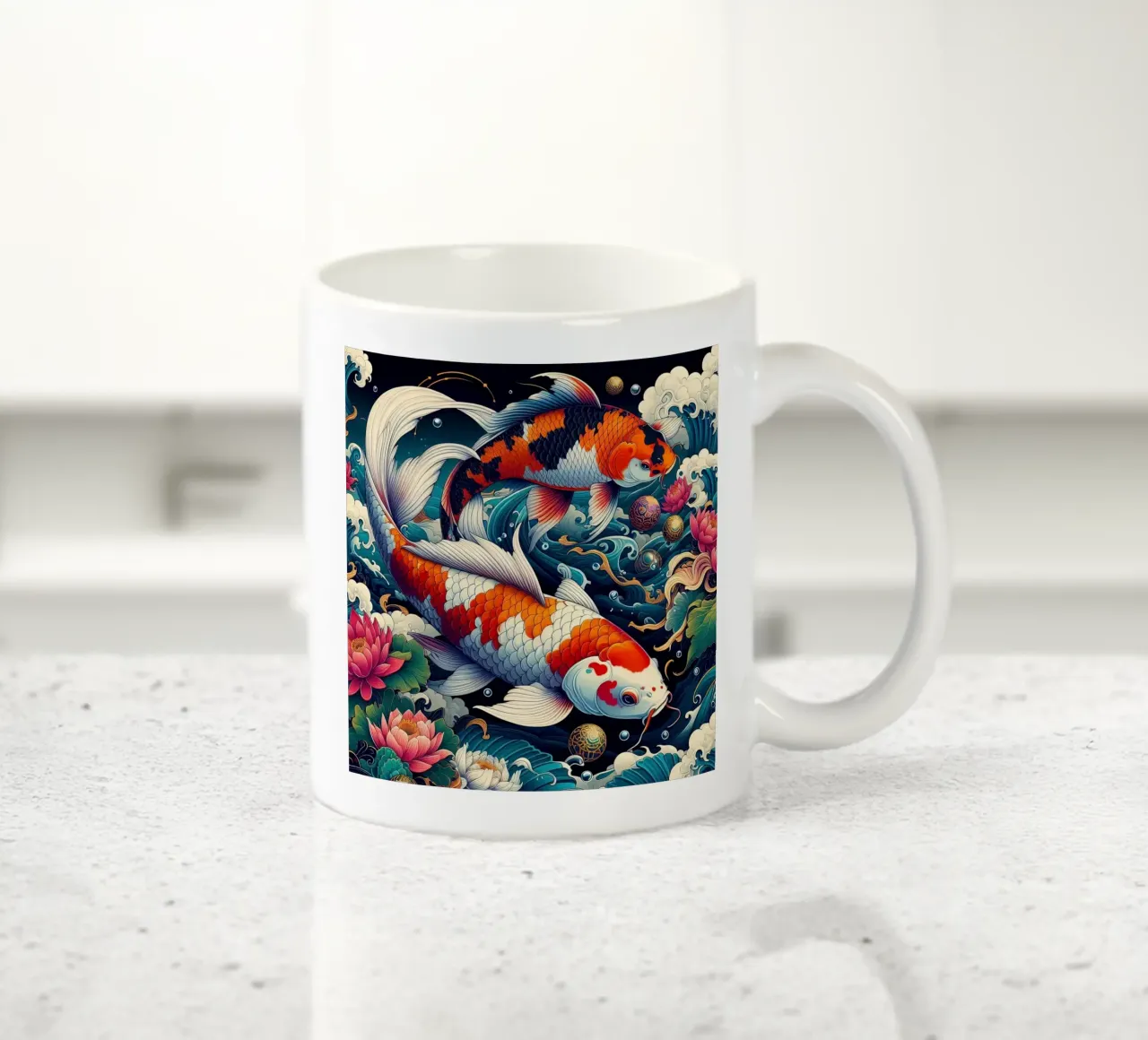 Bellissimo pesce giapponese tazza in ceramica da Delaney Okuneva