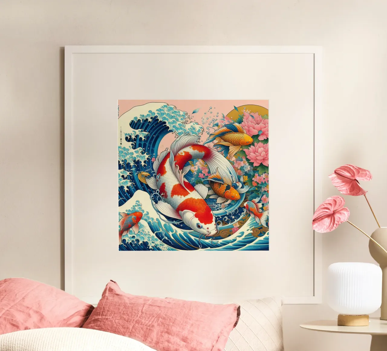 Il mare blu e il pesce giapponese poster da Delaney Okuneva
