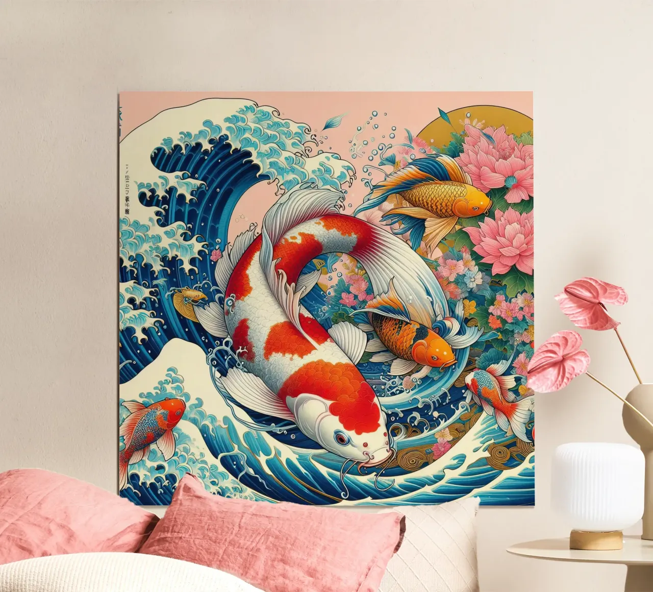 Il mare blu e il pesce giapponese poster da Delaney Okuneva