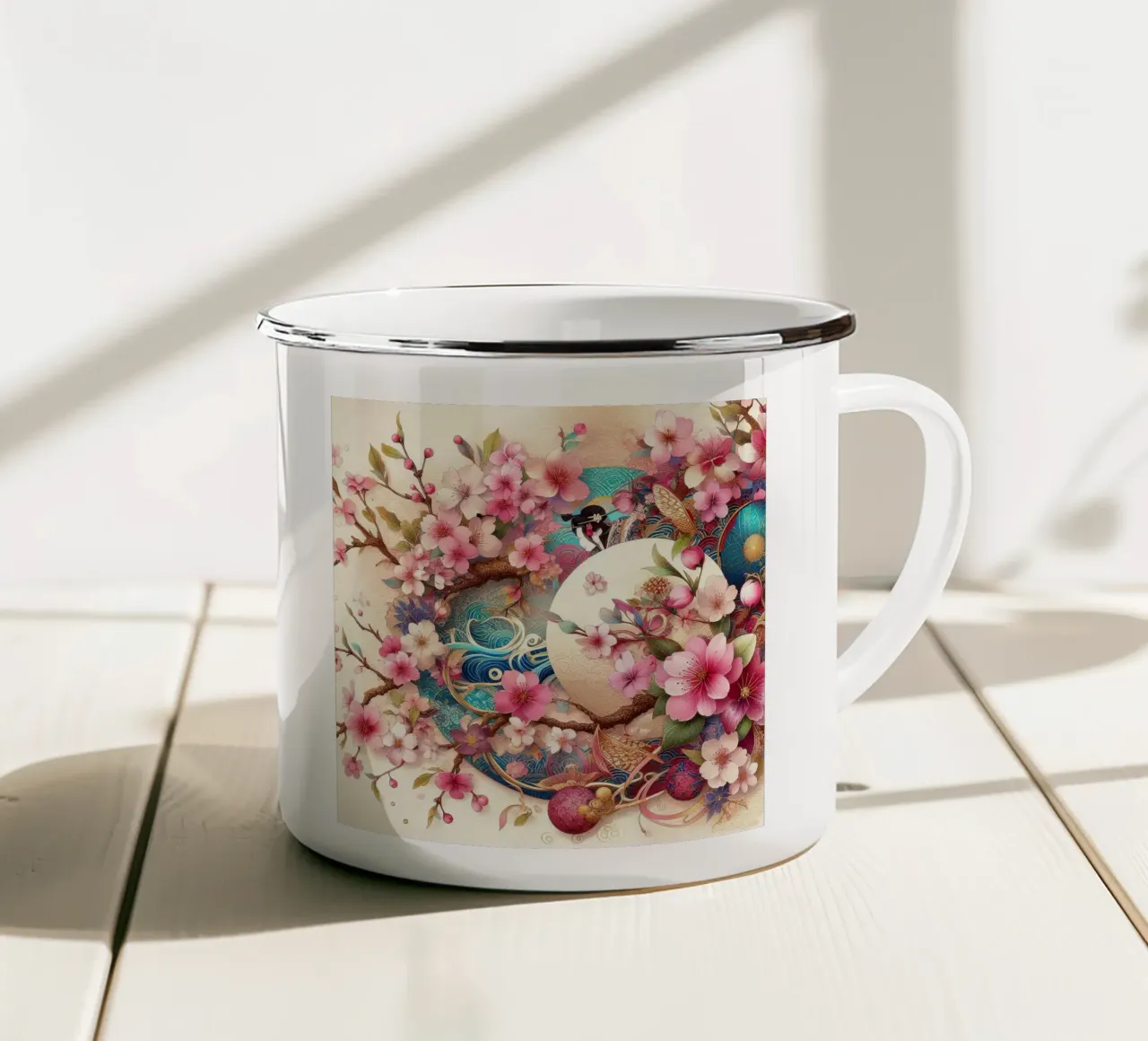Sakura rosa tazza in smalto da Delaney Okuneva