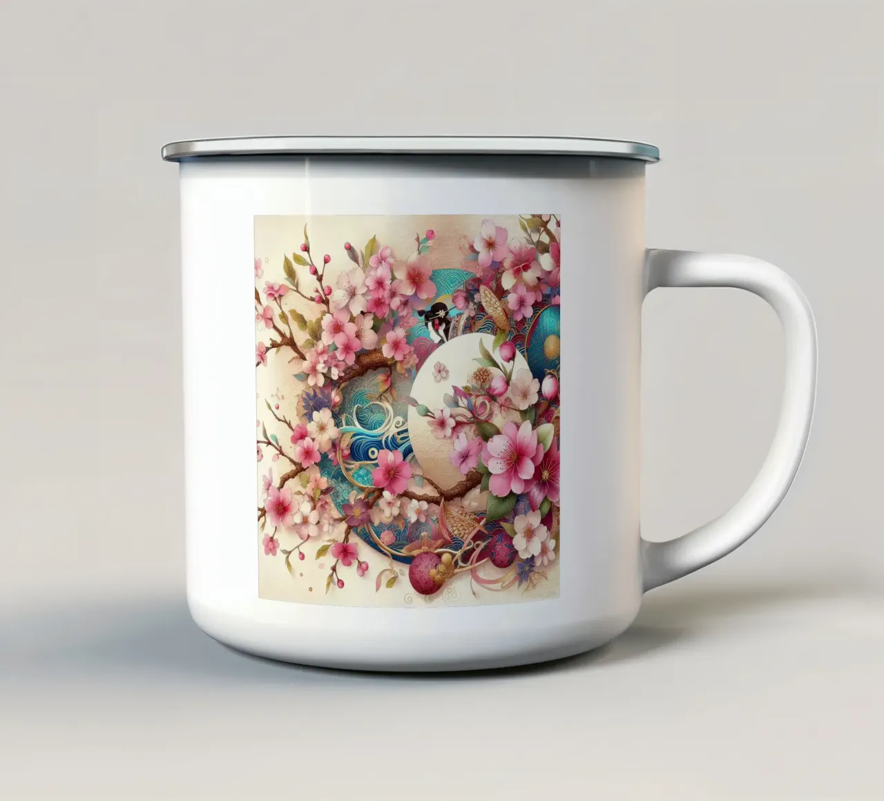Sakura rosa tazza in smalto da Delaney Okuneva