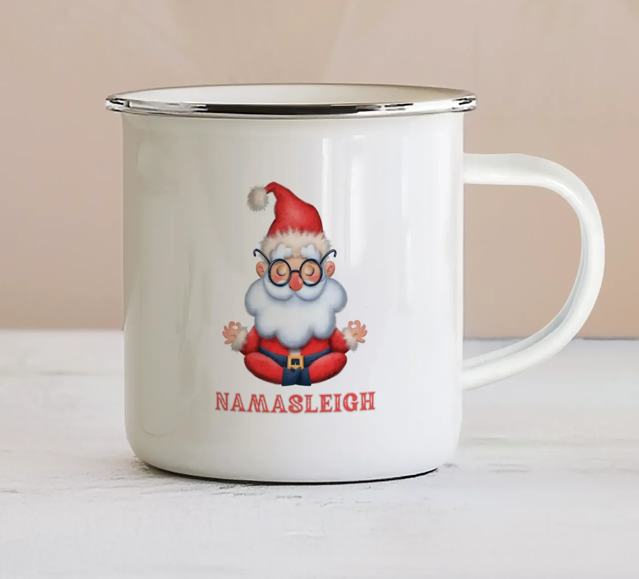 Babbo Natale e la luce del sole tazza in smalto da muhidines