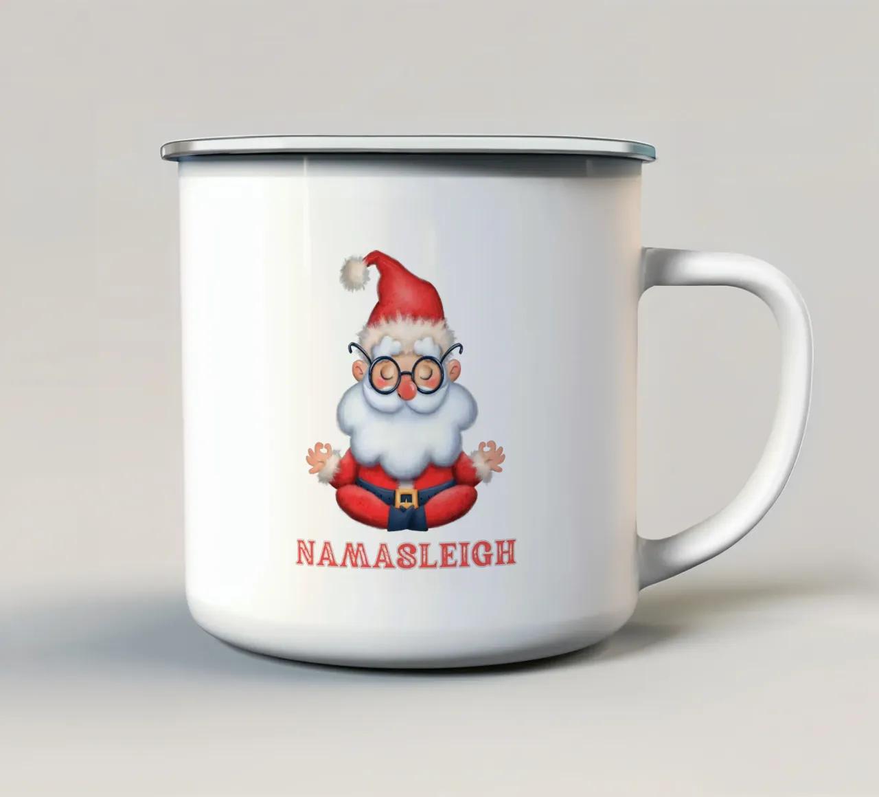 Babbo Natale e la luce del sole tazza in smalto da muhidines