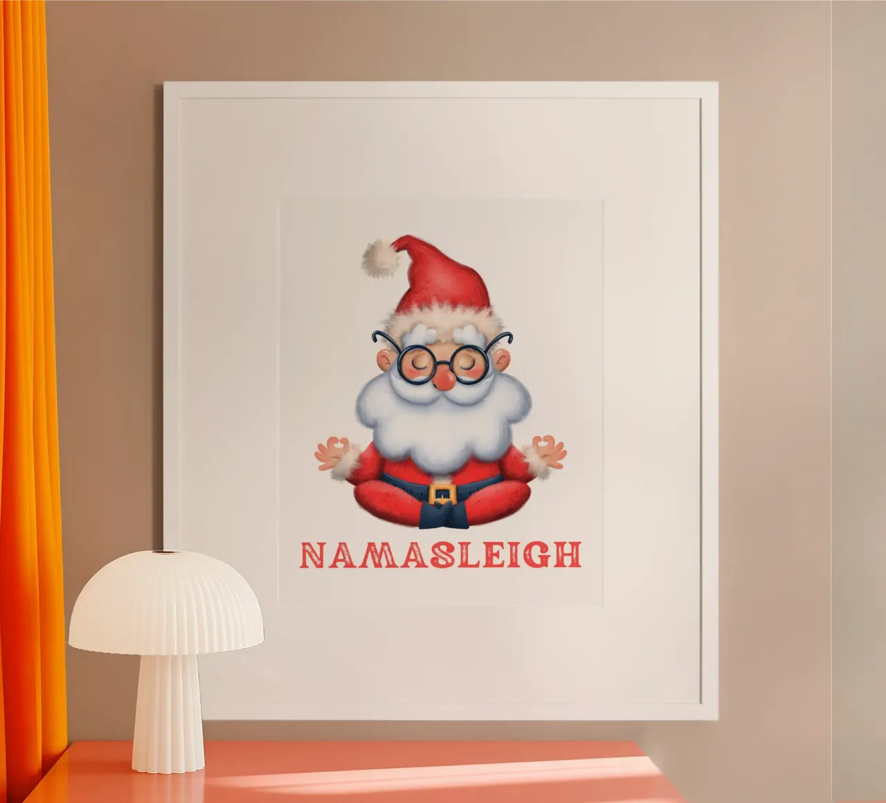 Babbo Natale e la luce del sole poster con telaio in alluminio da muhidines