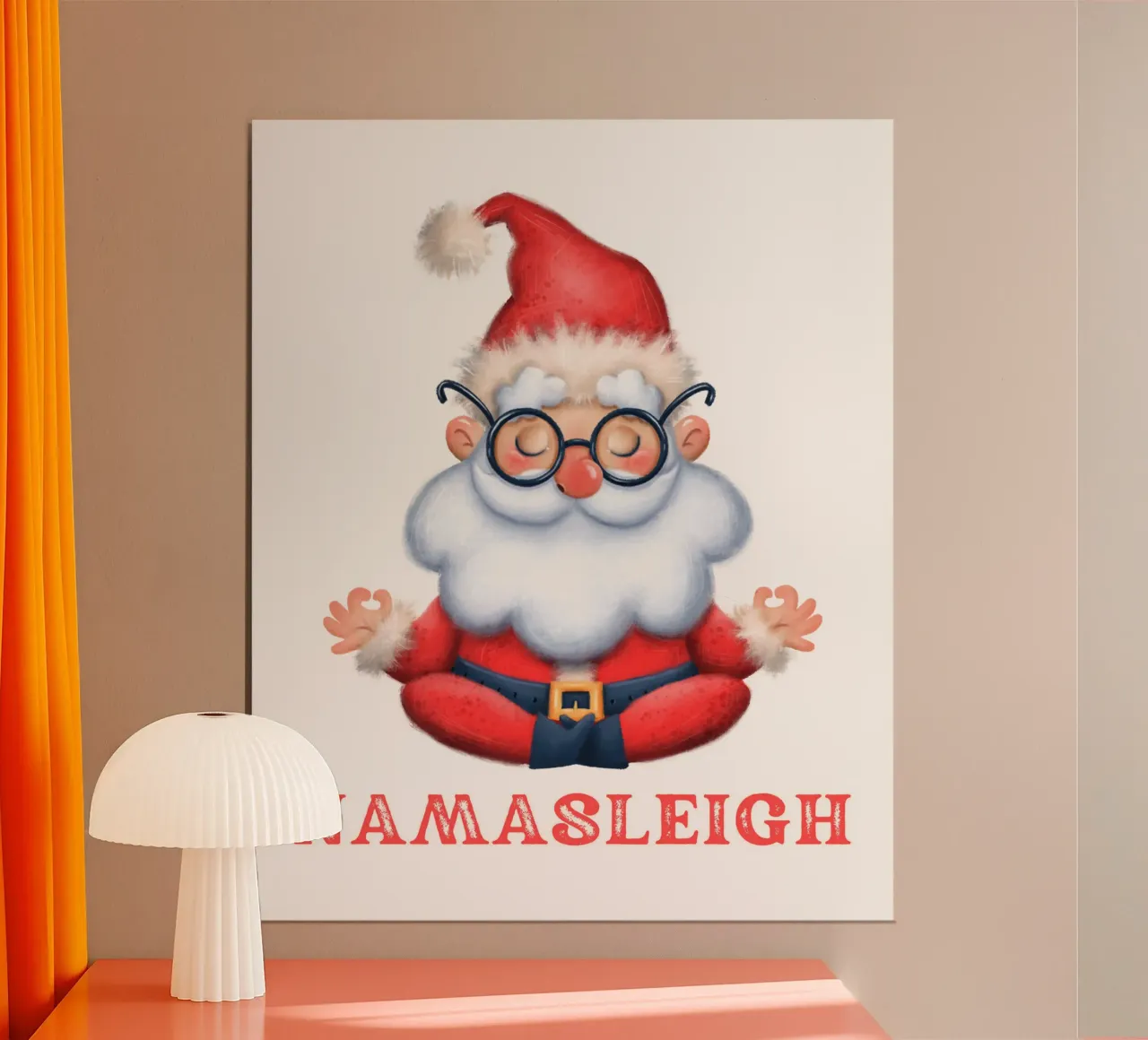 Babbo Natale e la luce del sole poster con telaio in alluminio da muhidines