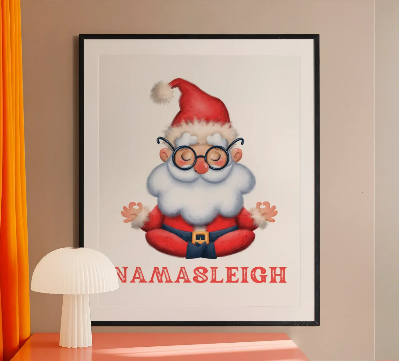 Babbo Natale e la luce del sole poster con telaio in alluminio da muhidines