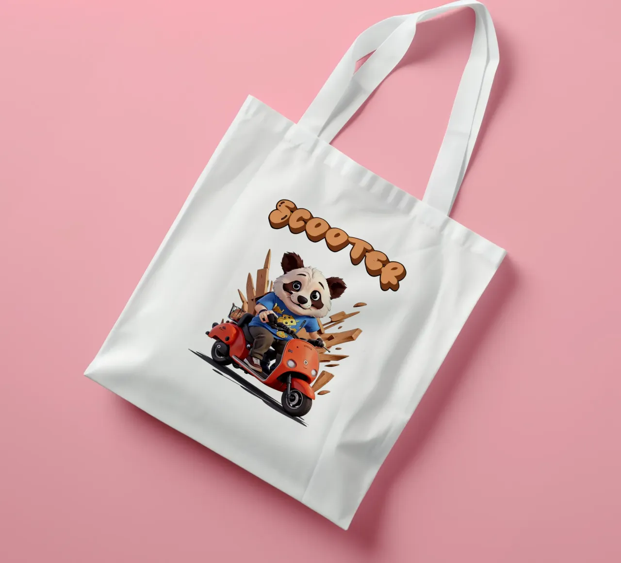 Panda Scooter borsa in juta da Delaney Okuneva