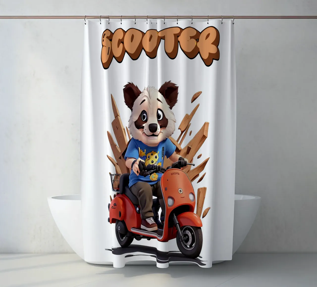 Panda Scooter tenda da doccia da Delaney Okuneva